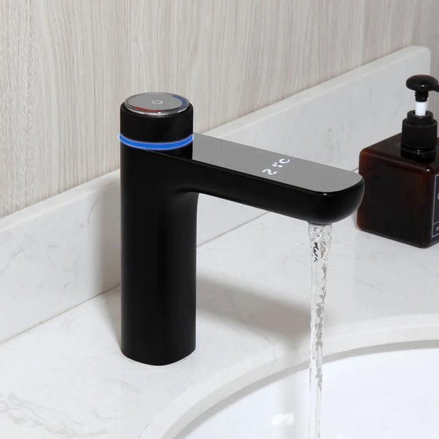 KEMAIDI Bathroom Basin Sink Faucet with Temperature Digital Display Cold and Hot Water Mixer Faucets Brass Tap Deck Mounted