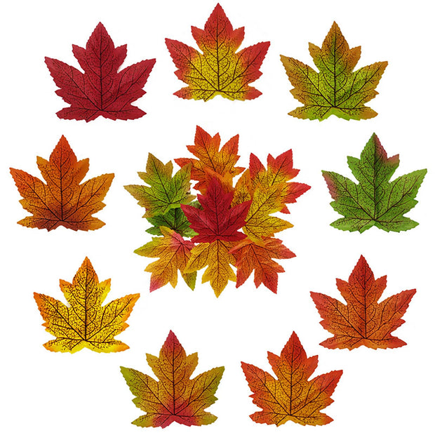50PCS Artificial Maple Leaves Autumn Leaves For Weddings Autumn Parties Art Scrapbooking Decorations home decor Accessories