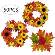 50PCS Artificial Maple Leaves Autumn Leaves For Weddings Autumn Parties Art Scrapbooking Decorations home decor Accessories