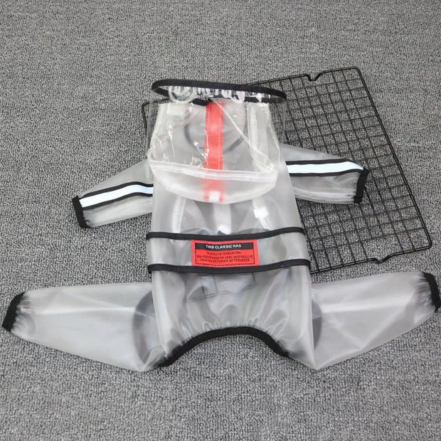Dog Raincoat Puppy Four Feet Hooded Transparent Waterproof Windproof Teddy Small Large Dogs Rain Out Clothes For Pet Supplies