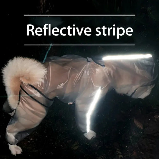 Dog Raincoat Puppy Four Feet Hooded Transparent Waterproof Windproof Teddy Small Large Dogs Rain Out Clothes For Pet Supplies