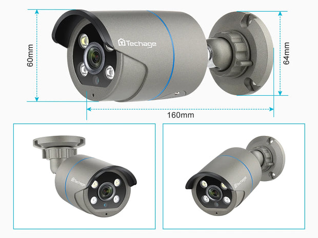 Techage H.265 4MP Two Way Audio POE IP Camera IP66 Waterproof Outdoor Video CCTV Security Surveillance Camera for POE NVR System