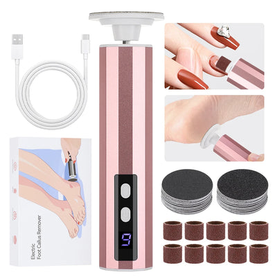 USB Rechargeable Electric Foot Care Callus Remover Nail Grinder Professional Foot Care File with replacement sandpaper tray