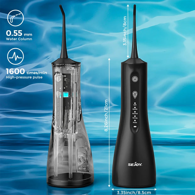 SEJOY Electric Dental Oral Irrigator Water Flosser Thread Teeth Pick Mouth Washing Machine 5 Nozzles 5 Modes USB Rechargeable