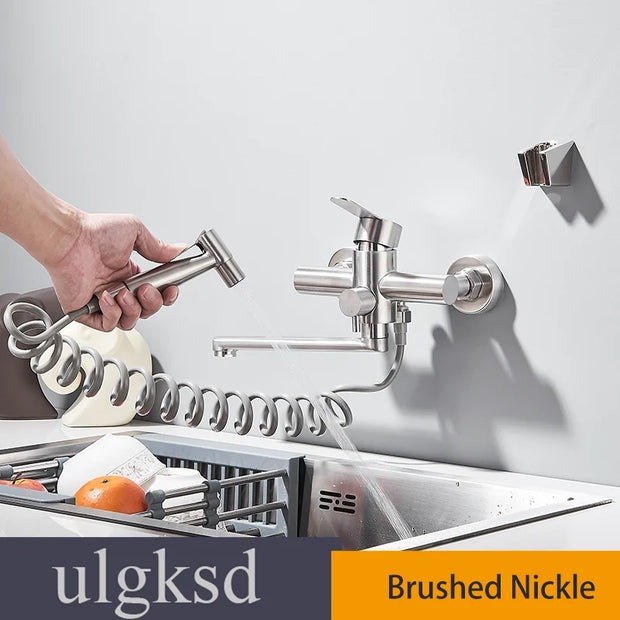 Kitchen Faucet With Bidet Hot And Cold Faucets Folding Water Spout Little Hand Spray Concealed Installion Kitchen Tap Sink Crane