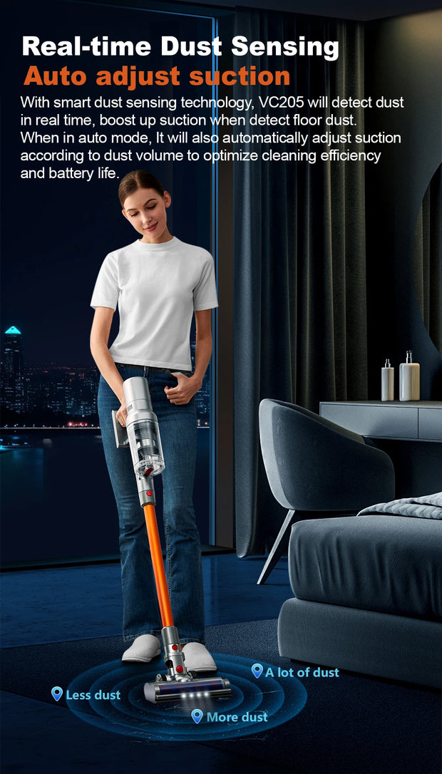 Cordless Handheld Vacuum Cleaner,27000PA,Touch Screen,Smart Dust Sensor,Auto Speed Control for Home Bed Carpet Clean