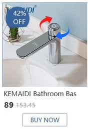 KEMAIDI Bathroom Basin Sink Faucet with Temperature Digital Display Cold and Hot Water Mixer Faucets Brass Tap Deck Mounted