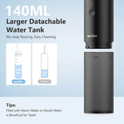 Sejoy Portable Oral Irrigator Dental Water Flosser USB Rechargeable Water Jet Floss Tooth Pick 4 Jet Tip 140ml 3 Modes IPX7 Gift