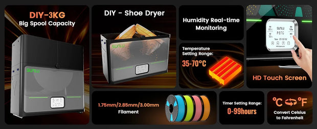 SUNLU Filament Dryer Box For 3D Printer Filament 2024 FilaDryer S4 Filament Storage Dehydrator for PLA PETG ABS TPU PA Filament