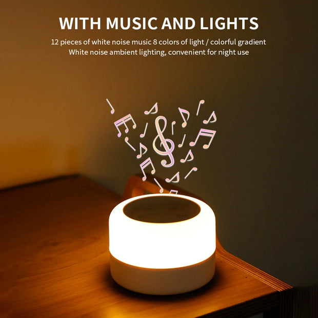 Noise Sound Machines with Night Light Desktop White Noise Machine Portable Touch Adjustable USB Rechargeable for Home Travel