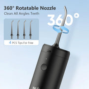 Sejoy Portable Oral Irrigator Dental Water Flosser USB Rechargeable Water Jet Floss Tooth Pick 4 Jet Tip 140ml 3 Modes IPX7 Gift