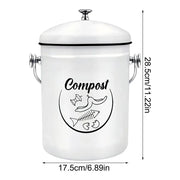 Kitchen Counter Compost Bucket 5L Lidded Kitchen Counter Compost Bin Fruits Veggies Waste Collector Rust Resistant Coated Indoor