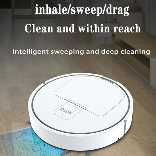 3-in-1 Robot Vacuum Cleaner USB Rechargeable 1000Pa Suction Automatic Cleaning Sweeping Machine for Pet Hair Carpets and Floors