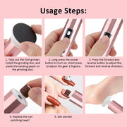 USB Rechargeable Electric Foot Care Callus Remover Nail Grinder Professional Foot Care File with replacement sandpaper tray