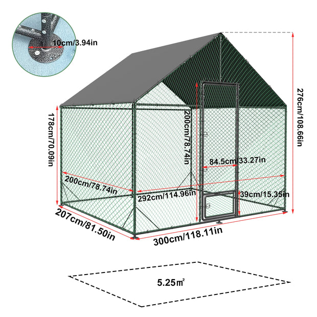 Large Outdoor Upgrade Metal Chicken Coop Walk-in Poultry Run Pen Cage Pet Duck Hen House with Nylon Netting and Cover for Yards