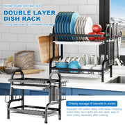 Kitchen Dish Bowl Drainer Storage Rack 1/2 Tiers Dish Chopsticks Knife Fork Water Cup Storage Rack Kitchen Counter Organizer