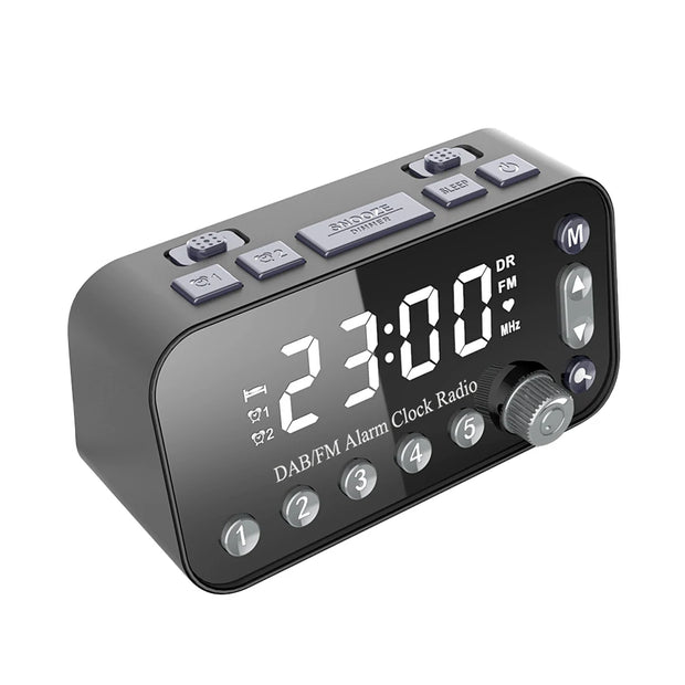 Digital Alarm Clock DAB FM Radio USB Rechargeable Backlight Adjustable Alarm Volume Alarm Clock Radio with Antenna