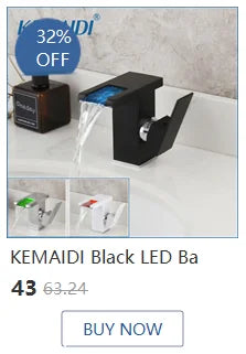 KEMAIDI Bathroom Basin Sink Faucet with Temperature Digital Display Cold and Hot Water Mixer Faucets Brass Tap Deck Mounted