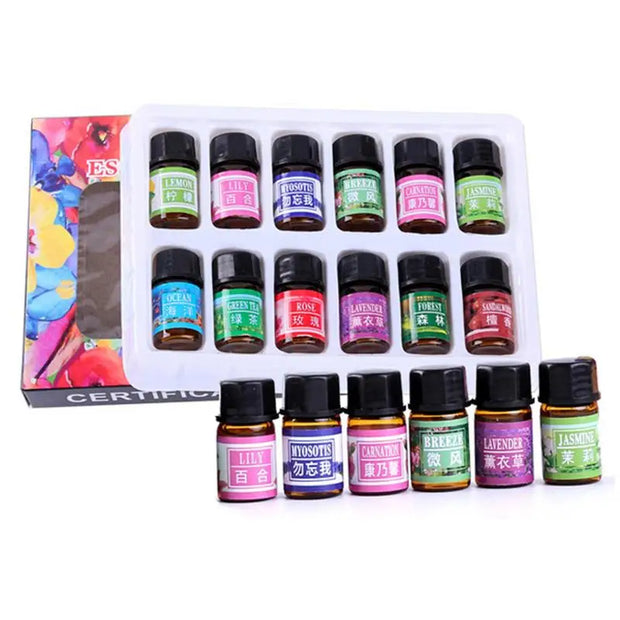 12Pcs/box 3ml Pure Essential Oils Set Organic Air Purifier Essential Oils Aromatherapy Fragrance Essential Oil Set For Diffuser