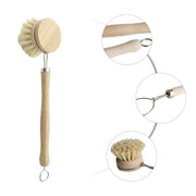 Kitchen Cleaning Brush Natural Bamboo Handle and Sisal Bristles Scrub Brush for Dish Cast Iron Skillet Pots Pans Pot Brush