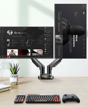 Desktop NB F160 + FP-2 Gas Spring Dual Arm for 17"-27" Monitor Holder + 10"-17" Laptop Support Air Press Mount Stand Load 2-9kg