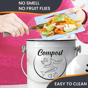 Kitchen Counter Compost Bucket 5L Lidded Kitchen Counter Compost Bin Fruits Veggies Waste Collector Rust Resistant Coated Indoor