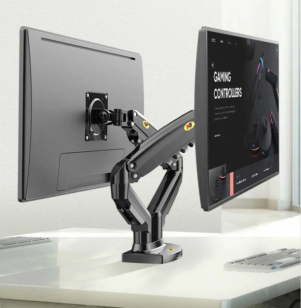 Desktop NB F160 + FP-2 Gas Spring Dual Arm for 17"-27" Monitor Holder + 10"-17" Laptop Support Air Press Mount Stand Load 2-9kg