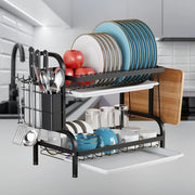 Kitchen Dish Bowl Drainer Storage Rack 1/2 Tiers Dish Chopsticks Knife Fork Water Cup Storage Rack Kitchen Counter Organizer