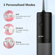 Sejoy Portable Oral Irrigator Dental Water Flosser USB Rechargeable Water Jet Floss Tooth Pick 4 Jet Tip 140ml 3 Modes IPX7 Gift