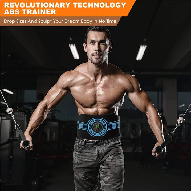Electronic Muscle Toner USB Rechargeable Abdominal Toning Belts Adjustable Ab Workout Equipment LED Display for Fitness Exercise