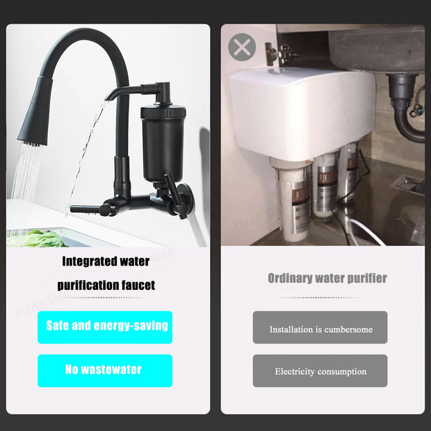 Kitchen Faucet With Filter In Wall Style Vegetable Basin Retractable Water Purifiertap Water Direct Drink Purifier Single Cold