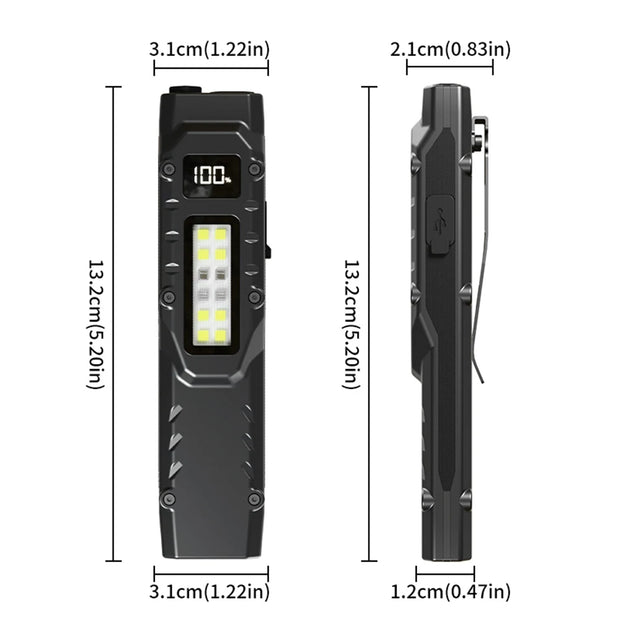 Portable Flashlight 1200 Lumens USB Rechargeable Tactical Flashlight IPX44 Waterproof LED Work Light for Emergency Camping