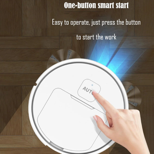 3-in-1 Robot Vacuum Cleaner USB Rechargeable 1000Pa Suction Automatic Cleaning Sweeping Machine for Pet Hair Carpets and Floors