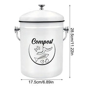 Kitchen Counter Compost Bucket 5L Lidded Kitchen Counter Compost Bin Fruits Veggies Waste Collector Rust Resistant Coated Indoor