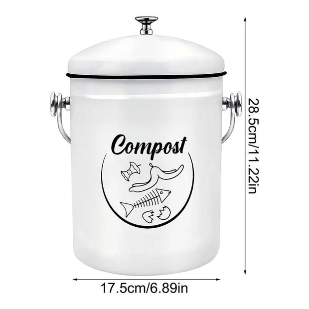 Kitchen Counter Compost Bucket 5L Lidded Kitchen Counter Compost Bin Fruits Veggies Waste Collector Rust Resistant Coated Indoor