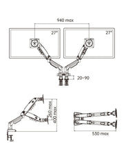 Desktop NB F160 + FP-2 Gas Spring Dual Arm for 17"-27" Monitor Holder + 10"-17" Laptop Support Air Press Mount Stand Load 2-9kg