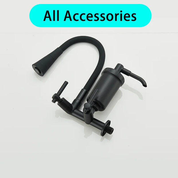 Kitchen Faucet With Filter In Wall Style Vegetable Basin Retractable Water Purifiertap Water Direct Drink Purifier Single Cold