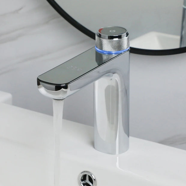 KEMAIDI Bathroom Basin Sink Faucet with Temperature Digital Display Cold and Hot Water Mixer Faucets Brass Tap Deck Mounted