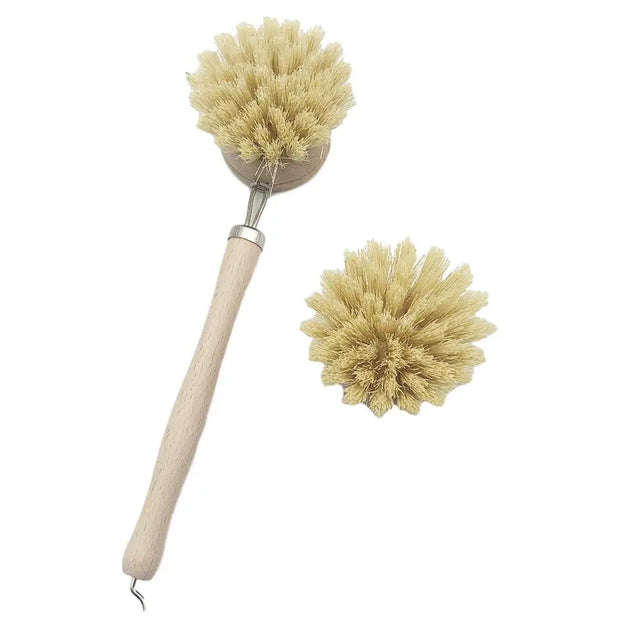 Kitchen Cleaning Brush Natural Bamboo Handle and Sisal Bristles Scrub Brush for Dish Cast Iron Skillet Pots Pans Pot Brush