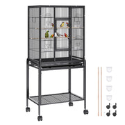VEVOR 52/54 inch Standing Large Flight Bird Cage Carbon Steel Parakeets Cages with Rolling Stand and Tray for Cockatiels Parrots