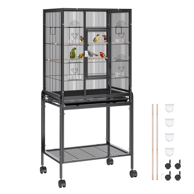 VEVOR 52/54 inch Standing Large Flight Bird Cage Carbon Steel Parakeets Cages with Rolling Stand and Tray for Cockatiels Parrots