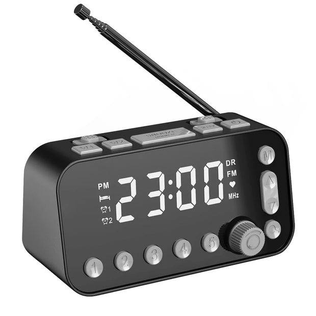 Digital Alarm Clock DAB FM Radio USB Rechargeable Backlight Adjustable Alarm Volume Alarm Clock Radio with Antenna