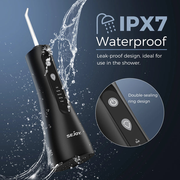 SEJOY Electric Dental Oral Irrigator Water Flosser Thread Teeth Pick Mouth Washing Machine 5 Nozzles 5 Modes USB Rechargeable