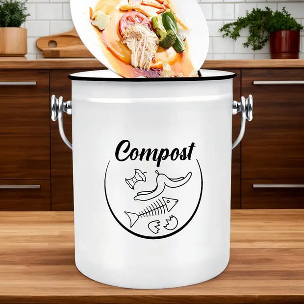 Kitchen Counter Compost Bucket 5L Lidded Kitchen Counter Compost Bin Fruits Veggies Waste Collector Rust Resistant Coated Indoor