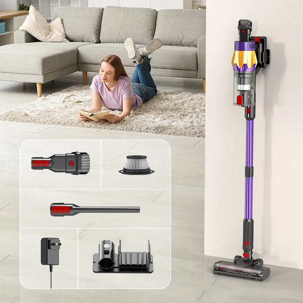 Cordless Handheld Vacuum Cleaner V18 Purple,45KPA,Touch Screen,Smart Dust Sensor, for Home Bed Carpet Clean 1.2L