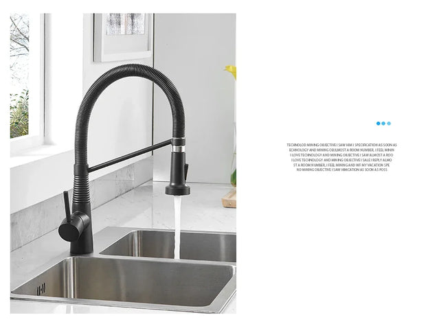 Kitchen Faucets Brush Brass Faucets for Kitchen Sink  Single Lever Pull Down Spring Spout Mixers Tap Hot Cold Water Crane 9009
