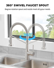Kitchen Faucets Brush Brass Faucets for Kitchen Sink  Single Lever Pull Down Spring Spout Mixers Tap Hot Cold Water Crane 9009