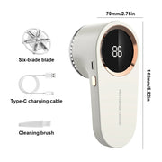 Electric Lint Remover Fabric Shaver Digital Display Electric Pellet Fluff Remover USB Rechargeable Ergonomic for Clothes Sweater