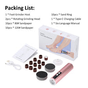 USB Rechargeable Electric Foot Care Callus Remover Nail Grinder Professional Foot Care File with replacement sandpaper tray