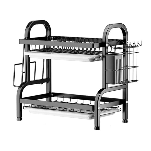 Kitchen Dish Bowl Drainer Storage Rack 1/2 Tiers Dish Chopsticks Knife Fork Water Cup Storage Rack Kitchen Counter Organizer